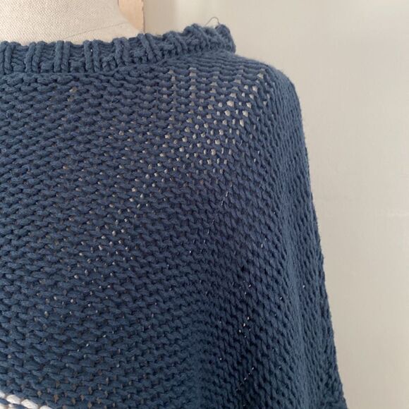 Rag Poet Navy White Striped Cropped Sweater - Picture 2 of 5